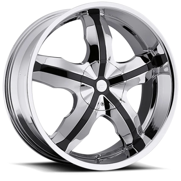 Chrome Five-Spoke Car Rim PNG Transparent Background