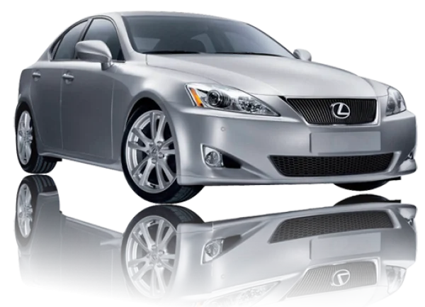 Silver Lexus IS Sedan Car PNG with Reflection