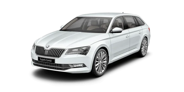 White Skoda Superb Combi Car PNG Transparent Background