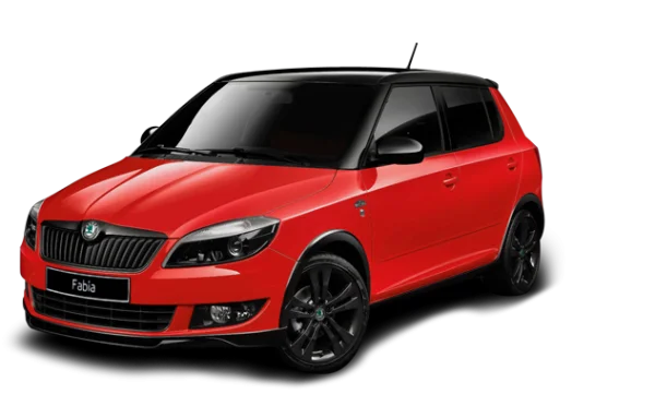 Red Skoda Fabia Car PNG Transparent Background