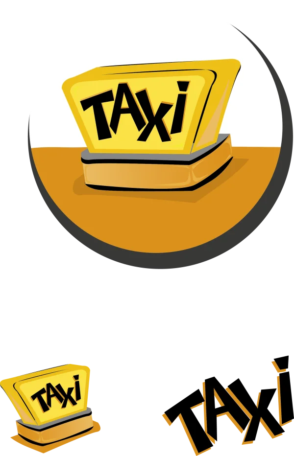 Cartoon Yellow Taxi Sign PNG