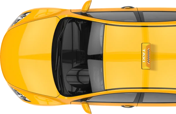 Yellow Taxi Car Top View PNG Transparent Background