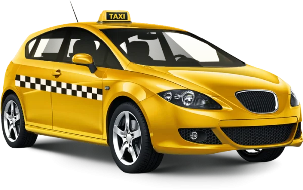 Bright Yellow Taxi Car PNG Transparent