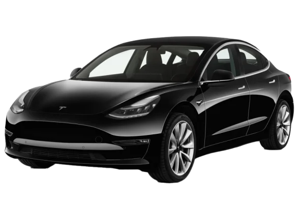 Black Tesla Model 3 PNG Transparent Background