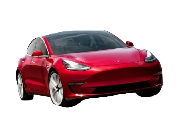 Red Tesla Model 3 Car PNG Transparent Background