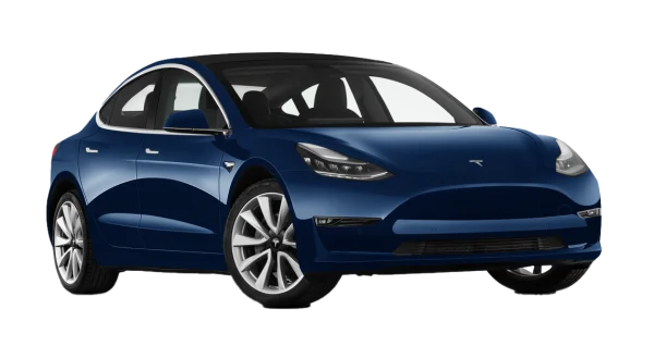 Dark Blue Tesla Model 3 PNG Transparent Background