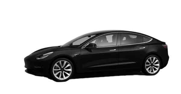 Black Tesla Model 3 Car PNG Transparent Background