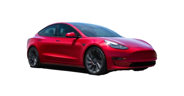 Red Tesla Model 3 PNG Transparent Background
