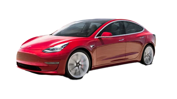 Red Tesla Model 3 Car PNG Transparent Background