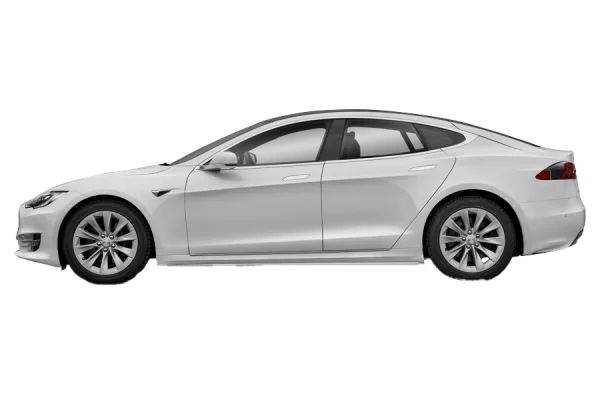 White Tesla Model S Side View PNG Transparent Background