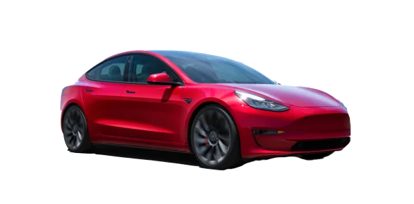 Red Tesla Model 3 Transparent PNG