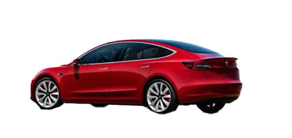 Red Tesla Model 3 Car PNG Transparent Background