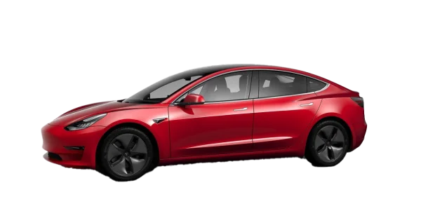 Red Tesla Model 3 Car PNG Transparent Background