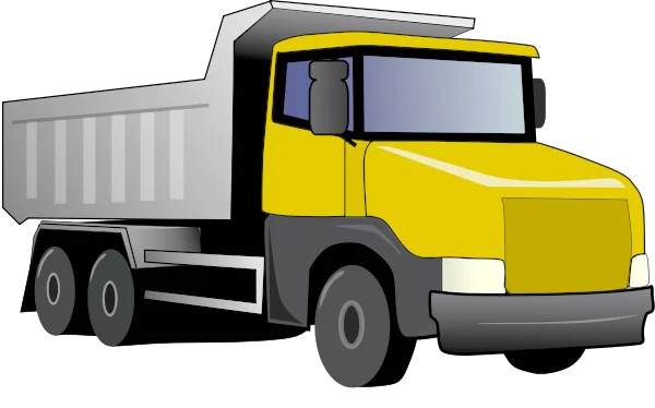 Cartoon Yellow Dump Truck PNG Transparent
