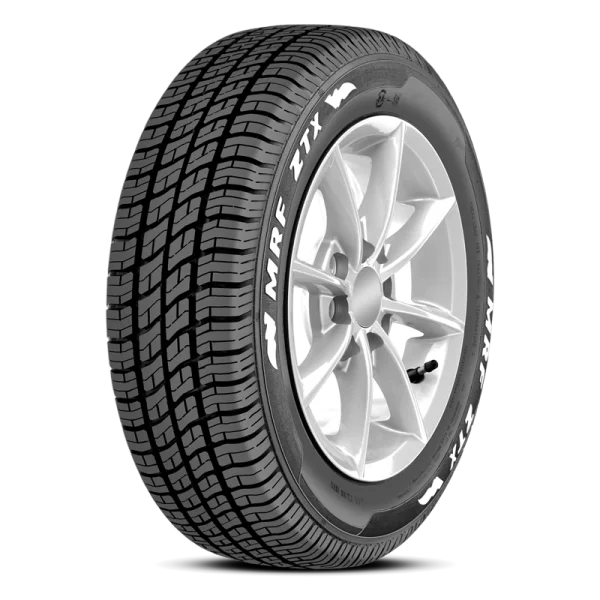 MRF ZTX Car Tire with Alloy Rim PNG Transparent Background