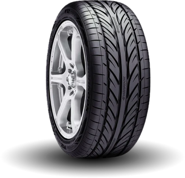 Automotive Car Tire with Silver Rim PNG Transparent Background