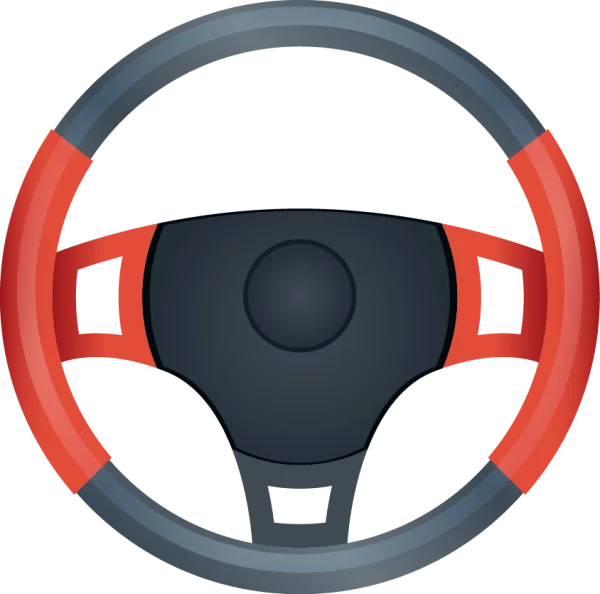 Red and Gray Car Steering Wheel PNG