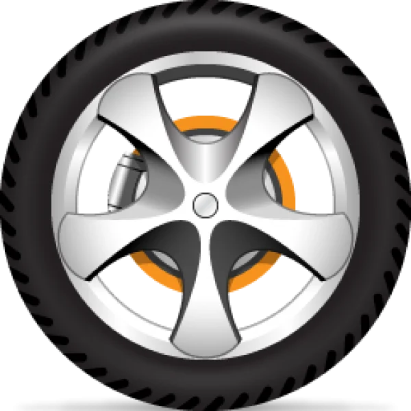 Car Wheel with Tire and Silver Rim PNG