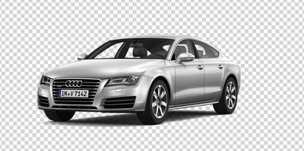Silver Audi A7 Sedan Car PNG Transparent Background