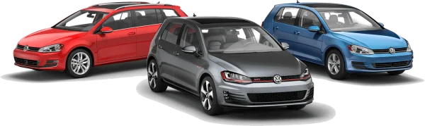Three Volkswagen Golf Cars PNG Transparent Background