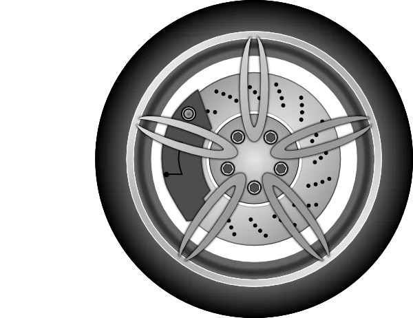 Car Wheel with Brake Disc and Rim PNG Transparent