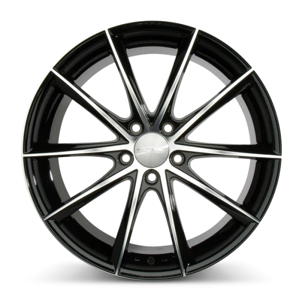Sporty Black and Silver Alloy Car Wheel PNG