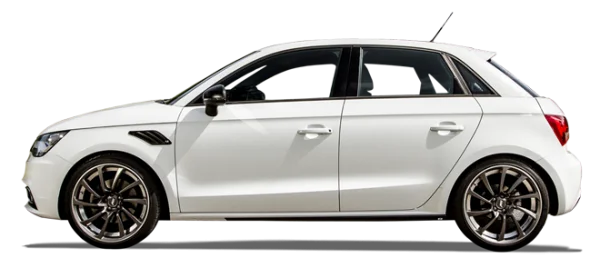 White Audi A1 Side View PNG Transparent Background