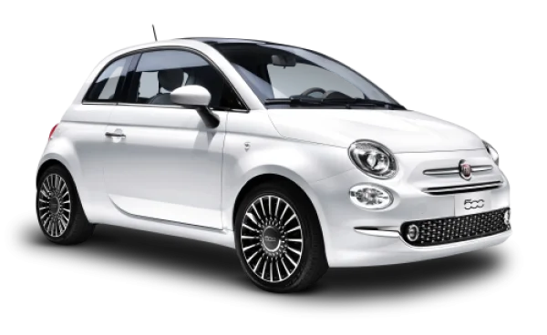 White Fiat 500 Car PNG Transparent Background