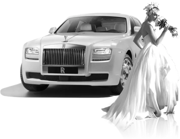 White Rolls-Royce and Bride Transparent PNG