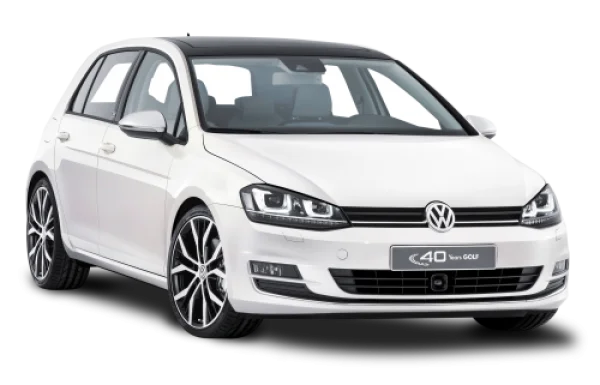 White Volkswagen Golf Car PNG Transparent Background