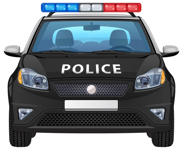 Black Police Car Front View PNG Transparent