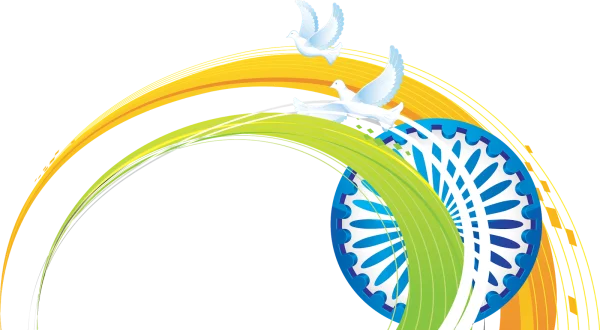 Indian Flag Colors with Doves and Ashoka Chakra PNG