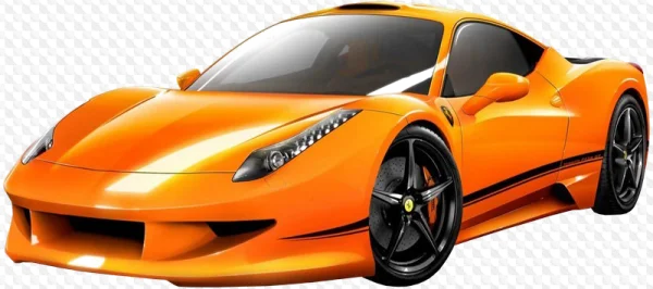 Vibrant Orange Sports Car PNG Transparent Background