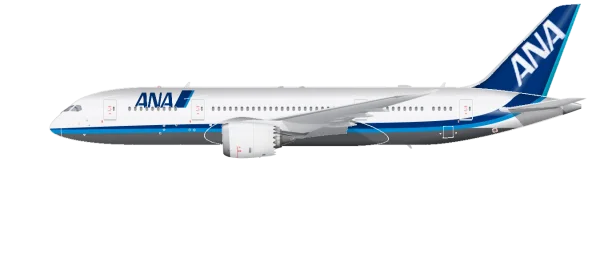 ANA Boeing 787 Dreamliner Airplane PNG Transparent Background