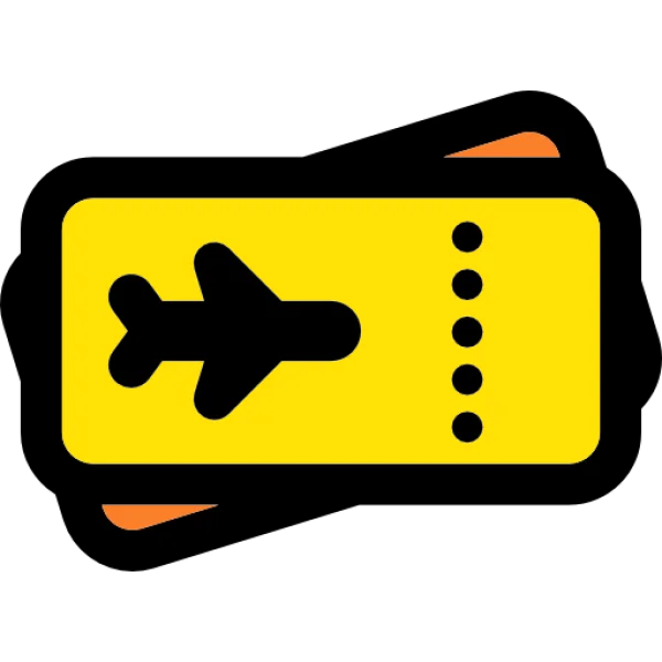Yellow Airplane Ticket Icon PNG