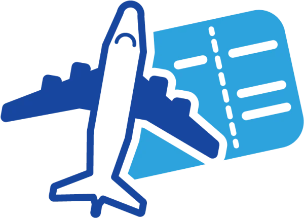 Blue Airplane and Flight Ticket Icon PNG Transparent Background