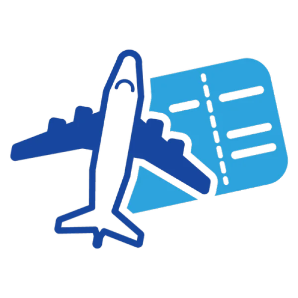 Blue Airplane and Flight Ticket Icon PNG