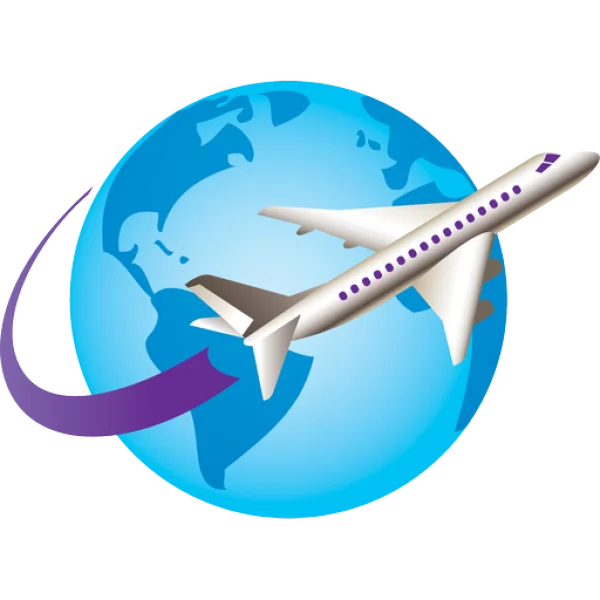 Airplane Flying Around Globe PNG