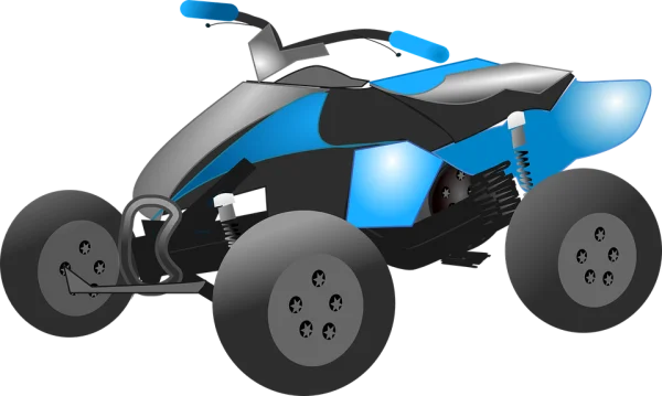 Blue and Grey ATV Quad Bike PNG Transparent Background