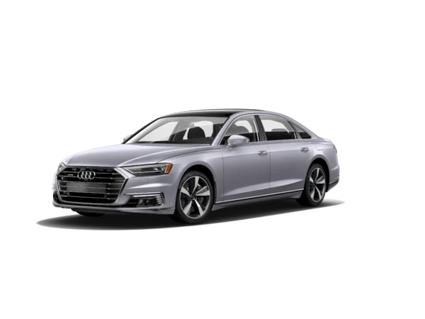 Silver Audi A8 Sedan PNG Transparent Background
