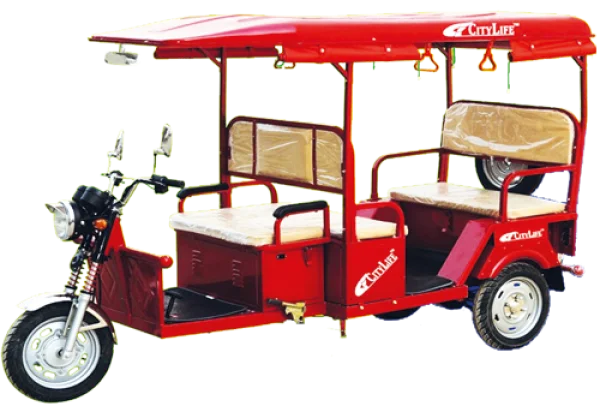 CityLife Red Electric Rickshaw PNG Transparent Background