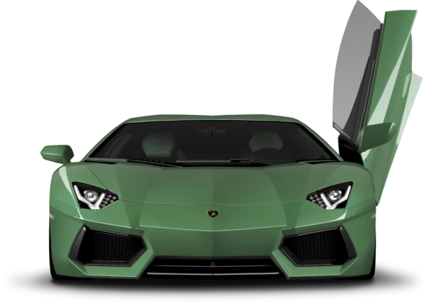 Green Lamborghini Aventador with Open Door PNG