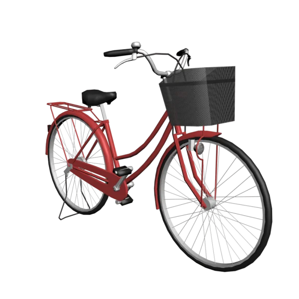Red Bicycle with Basket PNG Transparent Background