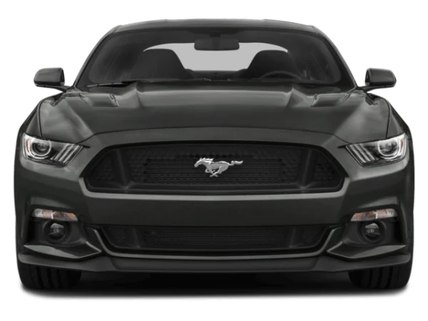 Dark Gray Ford Mustang Car Front View PNG