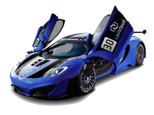 Blue Racing Car with Open Doors PNG Transparent Background