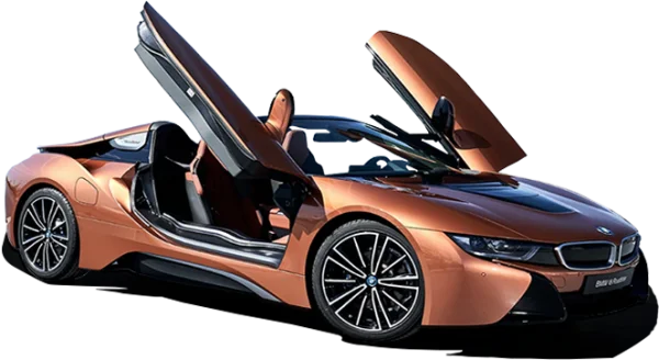 BMW i8 Roadster with Open Doors PNG Transparent Background