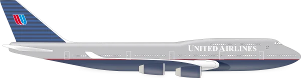 United Airlines Boeing 747 PNG Transparent Background