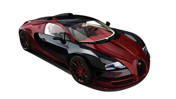 Red and Black Bugatti Sports Car PNG Transparent