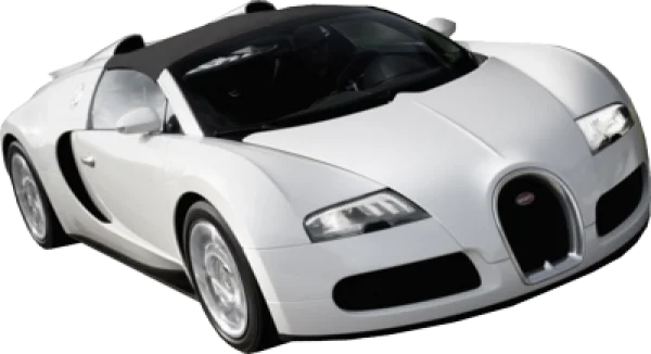White Bugatti Sports Car PNG Transparent Background