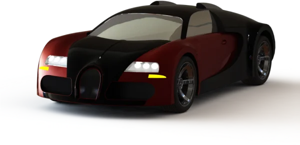 Red and Black Bugatti Style Car PNG Transparent Background